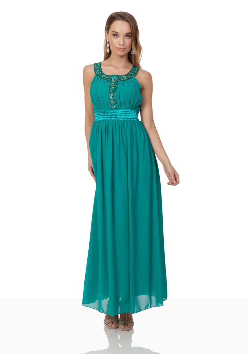 Langes Abendkleid in Türkis aus edlem Chiffon günstig kaufen ♥ Langes Abendkleid in Türkis aus edlem Chiffon günstig kaufen ♥