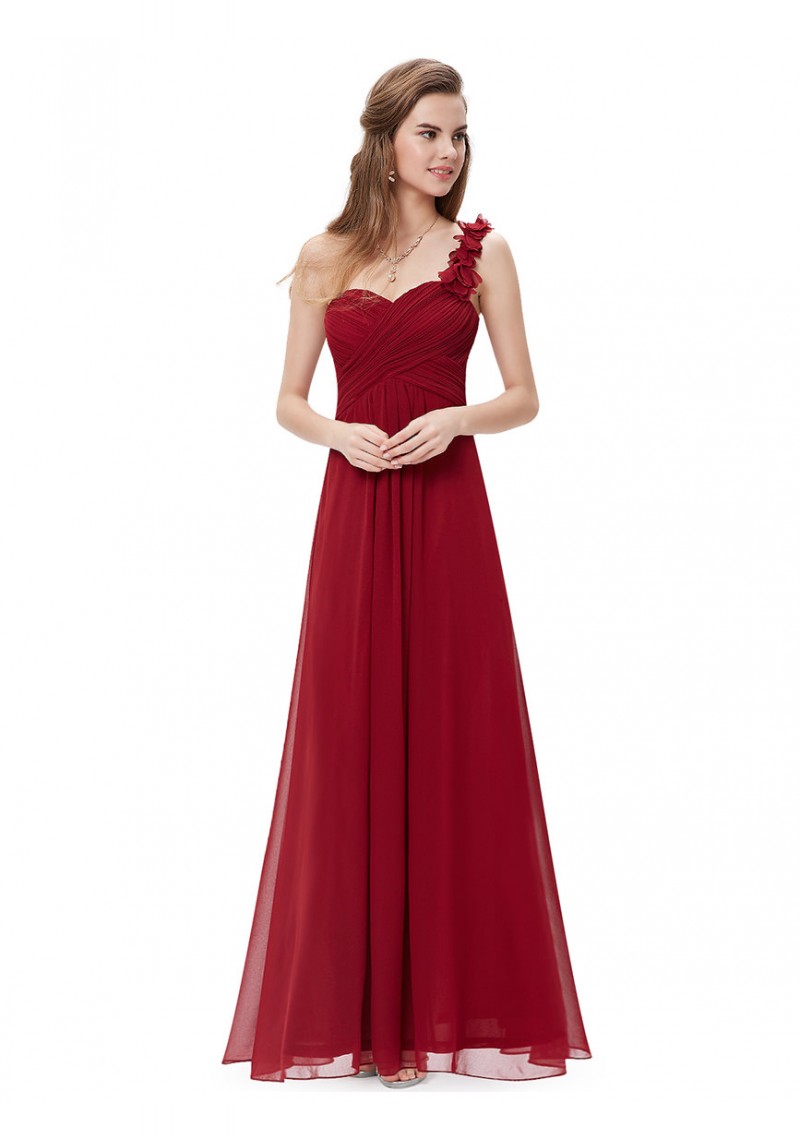 Langes One-Shoulder Abendkleid Rot