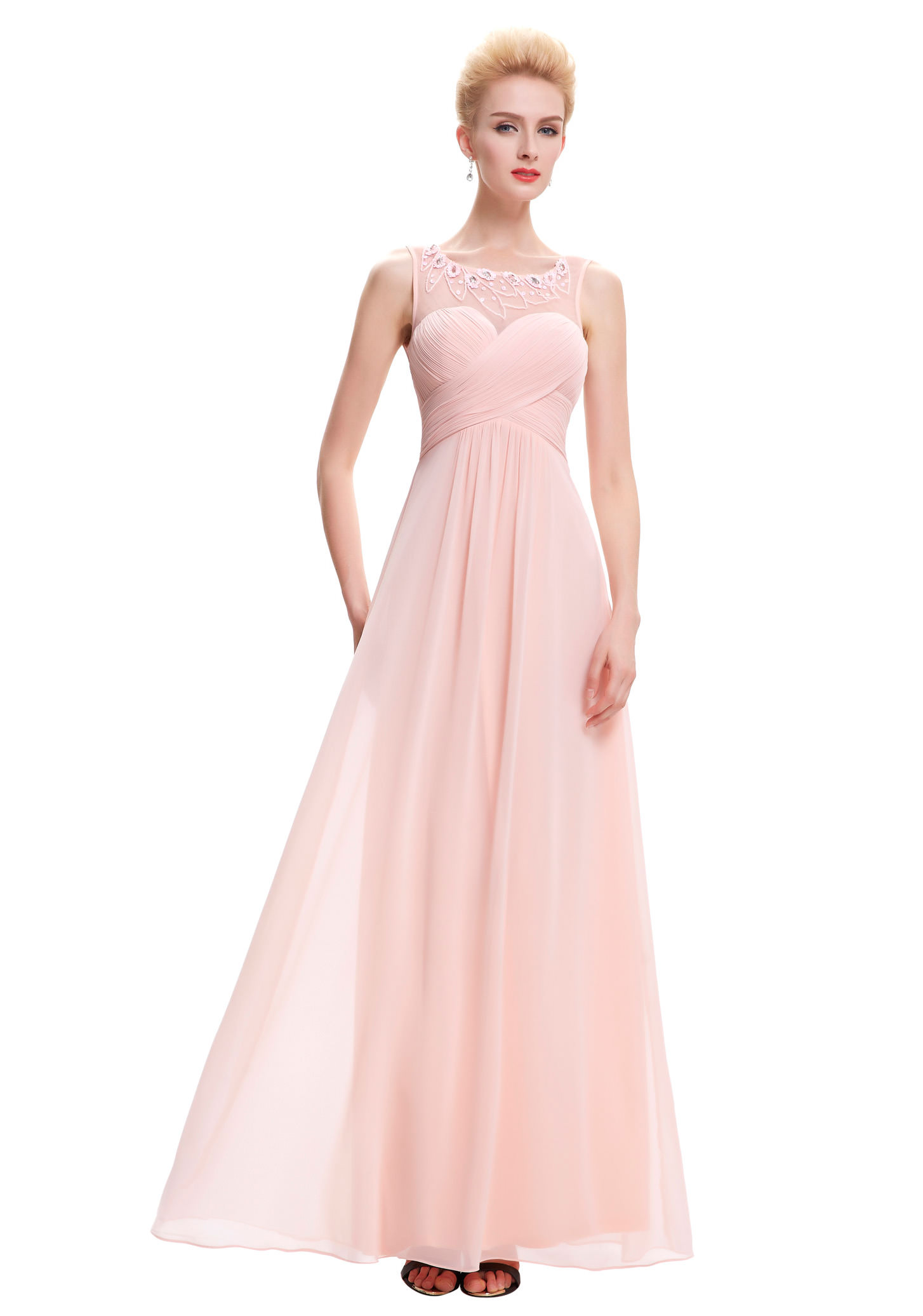 Langes Chiffon Abendkleid in Rosa Langes Chiffon Abendkleid in Rosa