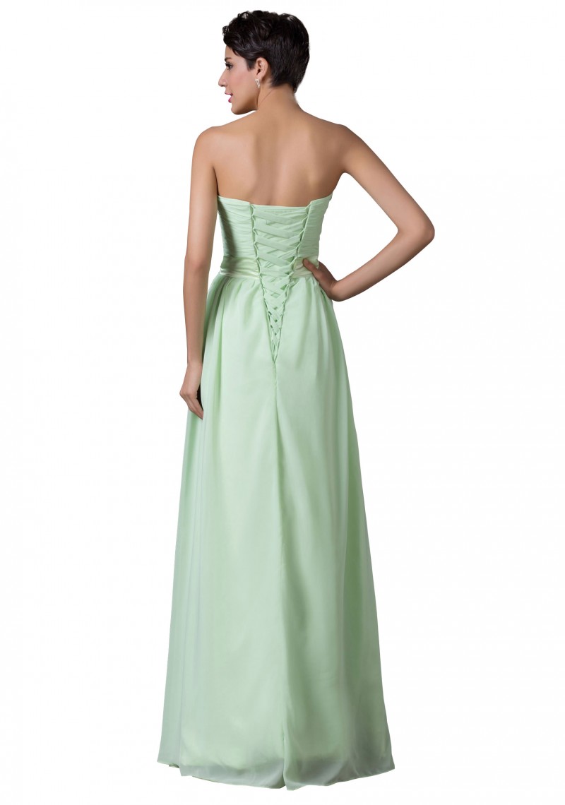 Trägerloses, langes Abendkleid in verträumten Mintgrün Trägerloses, langes Abendkleid in verträumten Mintgrün
